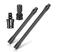 1/2 Flexible Shaft Extension Extender Torque Socket Ratchet Spanners Electric Wrench Connecting Rod, 360° Swivel Spring Steel Extension for Tight Spaces and Hard-to-Reach Bolts (14.2"+9.8" UH+SBA)