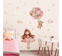 1/2 Fogli di adesivi da parete con simpatici orsacchiotti principessa - 4 stili di decalcomanie di principesse, decalcomanie rimovibili per la decorazione della cameretta della bambina, tema rosa e or