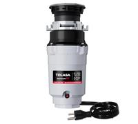 1/2 HP Crusher per rifiuti alimentatori continui TECASA, sistema di macinazione per rifiuti alimentari in acciaio inox per lavello da cucina, cavo di alimentazione incluso, grigio e nero -