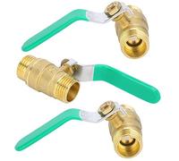 1/2 Inch Ball Valve 3 Pack - Dual Male Thread Water Shut Off Valve for Plumbing/Gas Lines/Solar Systems | Heavy Duty Brass Construction, Protective Coating, High Pressure