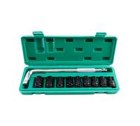 1/2-Inch Drive 40mm Deep Impact Socket Set with 6-Point Design, 10-Piece Metric Sizes 8-24mm, High Carbon Steel with Wrench and Storage Box - Deep Impact Socket Set (Type A)