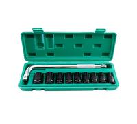 1/2-Inch Drive 40mm Deep Impact Socket Set with 6-Point Design, 10-Piece Metric Sizes 8-24mm, High Carbon Steel with Wrench and Storage Box - Deep Impact Socket Set (Type B)
