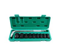 1/2-Inch Drive 40mm Deep Impact Socket Set with 6-Point Design, 10-Piece Metric Sizes 8-24mm, High Carbon Steel with Wrench and Storage Box - Deep Impact Socket Set (Type D)