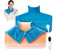 1,2 kg Termoforo Cervicale e Spalle - 10 Livelli di Calore, Cuscino Cervicale Riscaldante per 45-120 minuti, Spegnimento Automatico, Lavabile, Scaldacollo Cervicale per Moglie, Mamma, Papà - Blu