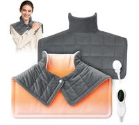 1,2 kg Termoforo Cervicale e Spalle - 10 Livelli di Calore, Cuscino Cervicale Riscaldante per 45-120 minuti, Spegnimento Automatico, Lavabile, Scaldacollo Cervicale per Moglie, Mamma, Papà - Grigio