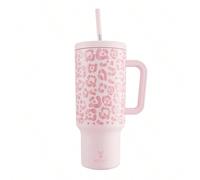 1,2 L Bicchiere termico con manico e cannuccia, Bottiglia d'acqua a vuoto con coperchio con cannuccia, Tazza da viaggio in acciaio inossidabile isolata, 100% a prova di perdite, mantiene freddo per 34