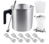 1,2 L Sciogli Cera Per Candele, Pentolino Per Cera Candele, Contenitori Per Candele, Pentola Per La Produzione Di Candele Con 60 Stoppini Per Candele E Cucchiaio, Per Candele E Saponi Fai Da Te