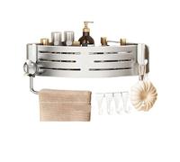 1-2 mensole angolari for bagno con gancio in plastica, portasciugamani, senza foratura, in alluminio spaziale, organizer for bagno(Silver with rod)