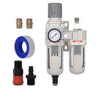 1/2 "NPT Filtro aria compressa regolatore Lubrificatore Combo, Compressore d'aria Separatore d'acqua AC4010-04,5 Micron Elemento in ottone Scarico automatico, 0-145 psi Gauge