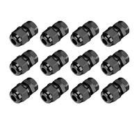 1/2 NPT Pressacavo nero, 12Pcs IP69 regolabile 6-12mm/0.23-0.47inch Connettore della scatola di giunzione Giunti in nylon con rondella, kit di presa del cavo nero dei connettori