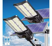 1/2 Pacchi di Luci Solari da Esterno Luminose per Sicurezza, 8000Lm 26000mAh, con Sensore di Movimento, Impermeabili per Giardino, Cortile, Vialetto, Fari a LED per Parcheggi Commerciali,