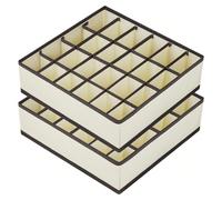1/2 pacchi di organizzatori per cassetti di calze, divisori per biancheria intima, organizzatori per armadi e contenitori da 24 scomparti per organizzare calze, fazzoletti, cravatte, cinture (beige co