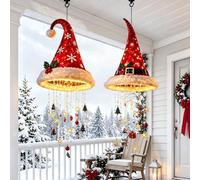 1/2 Pack Lighted Christmas Santa Hat Hanging Chandelier，2pc-c | Glowing Santa Hat Hanging Chandelier, Warm Led Christmas String Light for Porch, Party, Patio, Indoor Outdoor Use