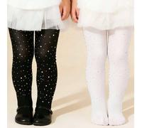 1/2 paia di collant trasparenti con diamanti bianchi e neri per ragazze/bambine, collant opachi alla moda e confortevoli, adatti per matrimoni, esibizioni sul palco, feste di compleanno, da abbinare a