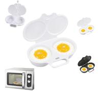 1/2 Pcs Instant Egg Steamer Microwave with Lid, Dual-Cavity Plastic Microwave Egg Poacher Nonstick, for Home Office Kitchen Gadgets, Breakfast Cookware, Healthy Meals and Protein Additions，1pc-a