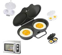 1/2 Pcs Instant Egg Steamer Microwave with Lid, Dual-Cavity Plastic Microwave Egg Poacher Nonstick, for Home Office Kitchen Gadgets, Breakfast Cookware, Healthy Meals and Protein Additions，1pc-b