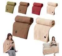 1/2 Pcs Portable Heated Shawl Wrap Cordless USB Blanket for Women，2pc-a | Soft Wearable Heated Shawl Blanket with Zipper, 150*80cm, 3 Heating Levels Electric Throw Blanket for Office Home Camping