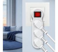 1/2 pezzi Adattatore di alimentazione 3-IN-1 standard europeo, Multipresa da parete 250V/16A, Convertitore di alimentazione con interruttore ON/Off, per ufficio, casa o viaggio, colore bianco Un pezzo