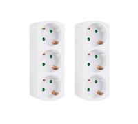 1/2 pezzi Adattatore multipresa da parete 3 in 1 con 3 prese, certificato CE - Presa multipla bianca per uso domestico, ufficio e industriale Un pezzo,Due pacchiPolipropilene