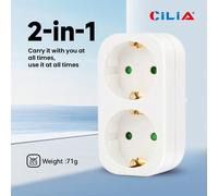 1/2 pezzi Adattatore Schuko, presa a parete multipla, 250V/16A, salvaspazio, per ufficio/casa Un pezzo,Due pacchiPolipropilene