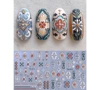 1/2 pezzi Adesivi per unghie con design floreale bohémien estivo, decalcomanie per unghie con totem boho, decorazioni per unghie autoadesive, accessori per manicure fai-da-te, forniture per unghie per