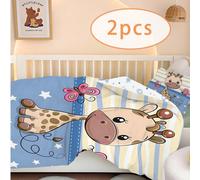 1/2 pezzi Affascinante set copripiumino con giraffe e farfalle per bambini, stampa cartoni animati reversibile, un compagno per un dolce sogno per bambini e bambine 135*200,91*127,76*102,100*120,80*12