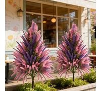 1/2 pezzi Albero di lavanda artificiale colorato grande e realistico con fiori finti, con picchetto/supporto per il terreno, resistente ai raggi UV, adatto per interni ed esterni, patio, giardino, sog