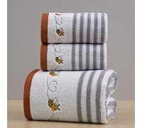 1/2 pezzi Asciugamano da bagno o da mano in cotone a righe ricamato, stile pastorale per coppie, soffice e assorbente, adatto per bagno, hotel, palestra, viaggio, regalo, salone, sport, esterno, spiag