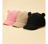 1/2 pezzi Cappellino da baseball per bambini e bambine, cappellino morbido da sole per neonati, cappellino da baseball regolabile con orecchie da orsetto carino per bambini 1-2Y,2-3YBlocchi di coloreP