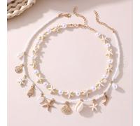 1/2 pezzi Collana alla moda bohémien con conchiglie e stelle marine, accessorio per ragazze per uso quotidiano e vacanze Conchiglia bianca 1 pz.,Stella marina bianca 1 pz,Conchiglie bianche 4 pezzi,St