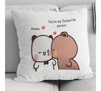 1/2 pezzi Custodia cuscino in velluto con simpatici panda Bubu e Dudu - Design di coppia cartoni animati adorabile, testo "Sei la mia persona preferita", diverse misure, regalo di San Valentino, comod