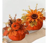 1/2 pezzi Decorazione artificiale di zucca, Opzione A e Opzione B, abbinata a girasole, adatta per la stagione dei matrimoni, la stagione della laurea, il raccolto, Ognissanti, le vacanze e altre occa