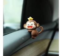 1/2 pezzi Decorazione per console centrale e specchietto retrovisore auto, ornamento a forma di piccolo scimmietta, regalo personalizzato e carino per decorare l'auto 1 pz,Bandiera marrone da tirare, 