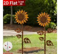 1/2 pezzi Decorazioni da giardino piatte 2D a forma di girasole, adatte per decorare le piante. Applicabili per cortile, patio, piante in vaso, recinzioni e prati esterni. Ottimo per la Festa della Ma