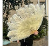 1/2 pezzi di piume di struzzo bianche soffici per feste di carnevale, matrimoni, spettacoli di danza del ventre, decorazioni fai da te, ventaglio, piume, 130 cm, beige, 100 cm, 1 pezzo, mano sinistr