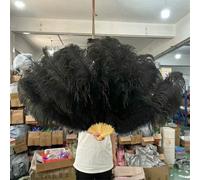 1/2 pezzi di soffice ventaglio di piume di struzzo bianche per feste di carnevale, matrimoni, spettacoli di danza del ventre, decorazione fai da te, ventaglio di piume, 130 cm, nero, 100 cm, 1 pezzo