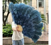 1/2 pezzi di ventaglio di piume di struzzo rosa soffici 100 cm/130 cm, ventaglio di piume naturali alla moda, accessori per spettacoli di danza di carnevale e matrimonio, piume blu navy, 130 cm, 1 p
