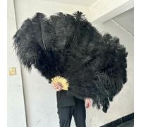 1/2 pezzi di ventaglio di piume di struzzo rosa soffici 100 cm/130 cm, ventaglio di piume naturali alla moda, accessori per spettacoli di danza di carnevale e matrimonio, piume nere, 130 cm, 1 paio