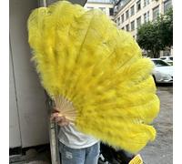 1/2 pezzi di ventaglio di piume di struzzo rosa soffici 100 cm/130 cm, ventaglio di piume naturali alla moda, accessori per spettacoli di danza di carnevale e matrimonio, Plumas-Giallo-100 cm 1 pezz