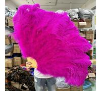 1/2 pezzi di ventaglio di piume di struzzo rosa soffici 100 cm/130 cm, ventaglio di piume naturali alla moda, accessori per spettacoli di danza di carnevale e matrimonio, piume-rosso rosa-100 cm, 1