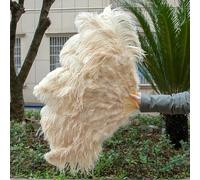 1/2 pezzi di ventaglio di piume di struzzo rosa soffici 100 cm/130 cm, ventaglio di piume naturali alla moda, accessori per spettacoli di danza di carnevale di nozze Plumas-47 Drak kaki-130 cm 1 pai