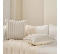 1/2 pezzi Federe decorative in finta pelliccia di coniglio a righe di colore unito, retro in tessuto velluto olandese, federe quadrate, decorazione per cuscini per la casa durante le vacanze, tessuto 