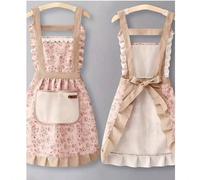 1/2 pezzi Grembiule con bretelline floreali piccoli, resistente all'olio e alle macchie, abito da principessa 1 pz blu,2 pezzi blu,1pc rosa,2 pezzi verdi,1 pz Verde,2 pezzi rosa.Piante,stampa dappertu