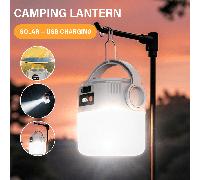 1/2 pezzi Lanterna ricaricabile a energia solare e USB, LED super luminosi, luce da campeggio con gancio in metallo, luce per tenda, torcia portatile, adatta per campeggio, escursionismo, pesca, emerg