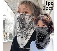 1/2 pezzi Maschera per il collo con protezione UV estiva a copertura completa, design velo sottile per la guida, foulard traspirante, adatto per uso esterno, decorativo e protezione solare Nero 1 pezz