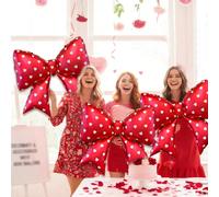 1/2 pezzi Palloncini a cuore rosso con pois e fiocco, per decorazioni con fiocchi, compleanni, San Valentino, matrimoni, anniversari, feste di compleanno, feste a tema elegante, serate tra ragazze, ad