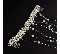 1/2 pezzi Pettine per capelli stile europeo e americano con perle, fermaglio per capelli, accessori per capelli da ragazza, fatti a mano con perle bianche, cristalli e nappe, fascia per capelli, petti