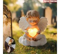 1/2 pezzi Picchetto da giardino commemorativo in acrilico con luce eterna a forma di angelo, cartello per tomba da esterno resistente alle intemperie, regalo commemorativo ideale per la Festa della Ma