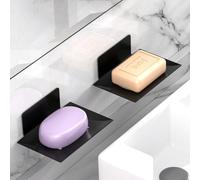 1/2 pezzi Portasaponette nero antiruggine con drenaggio, vassoio per sapone autoadesivo, porta sapone per doccia da bagno, facile da installare 1803 Portasapone Quadrato (1pz),1803 Portasapone quadrat