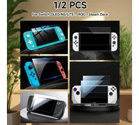1/2 pezzi Protezione schermo in vetro temperato HD per console da gioco Switch NS/OLED/Lite, ROG Ally/X, Steam Deck, trasparente, anti-graffio, facile da installare, accessori per il gioco Switch, var
